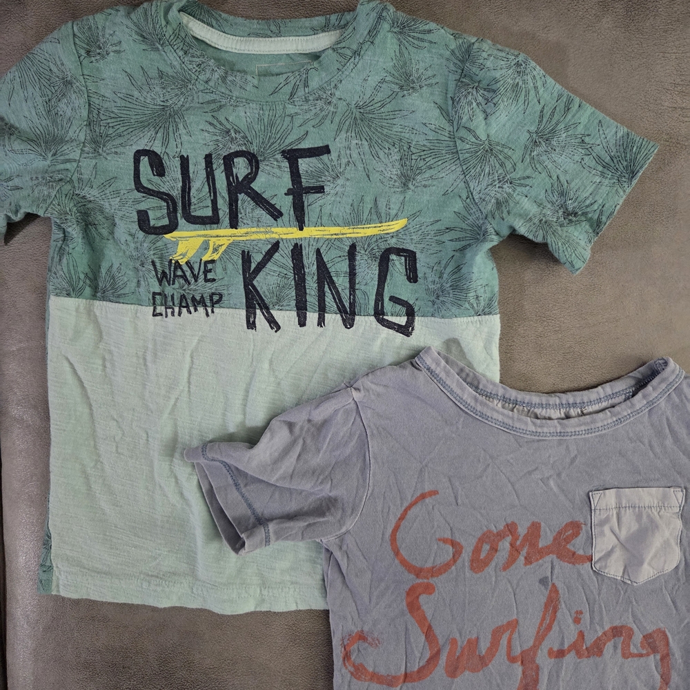 Boys Graphic T-Shirt Set Surf King & Gone Fishing Short Sleeve Size 4T